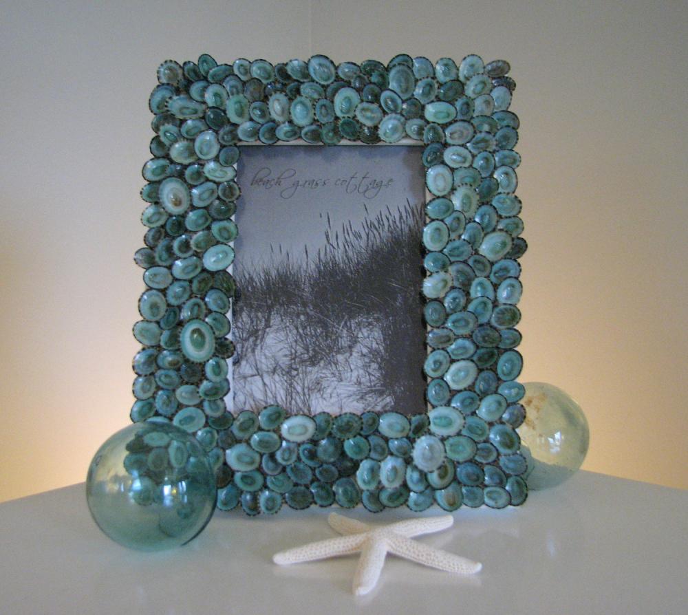 Nautical Decor Beach Frames Beach Decor Shell Frame Of Aqua Limpets, 8x10 on Luulla