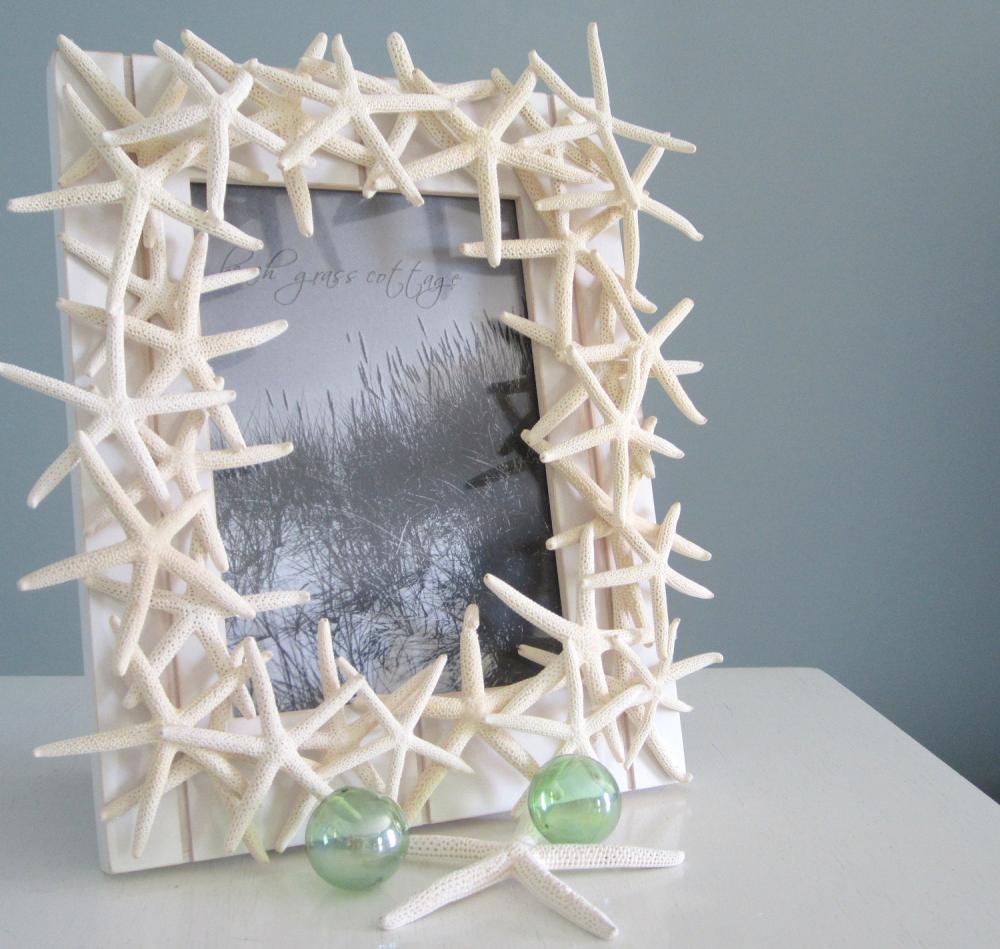 Beach Decor Starfish Frame Nautical Decor White Starfish Picture