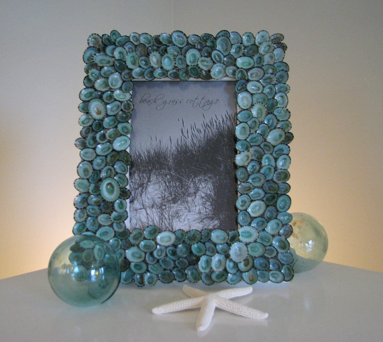 Nautical Decor Beach Frames Beach Decor Shell Frame Of Aqua Limpets